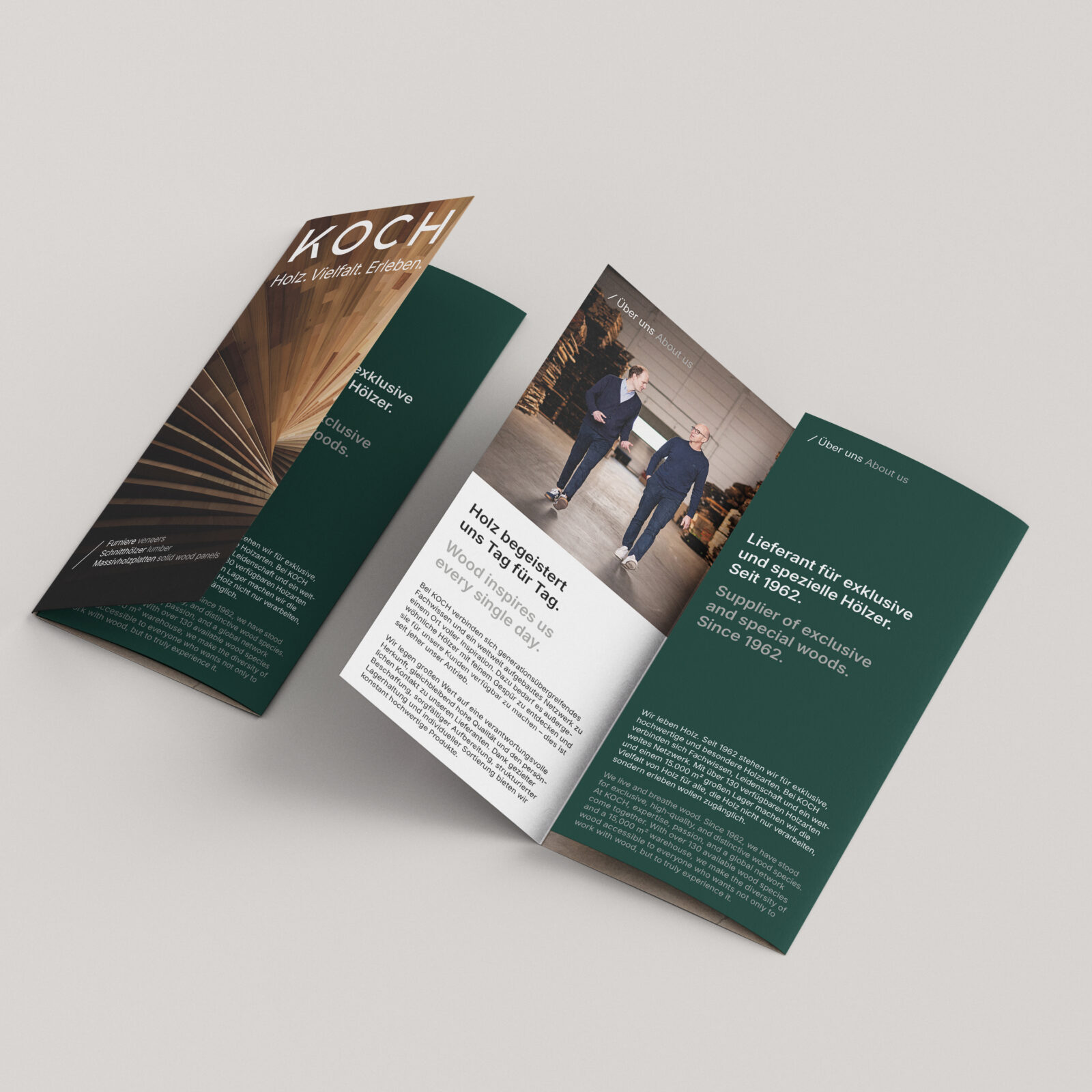 zwei Ansichten des Flyers der Firma Koch aus Krefeld