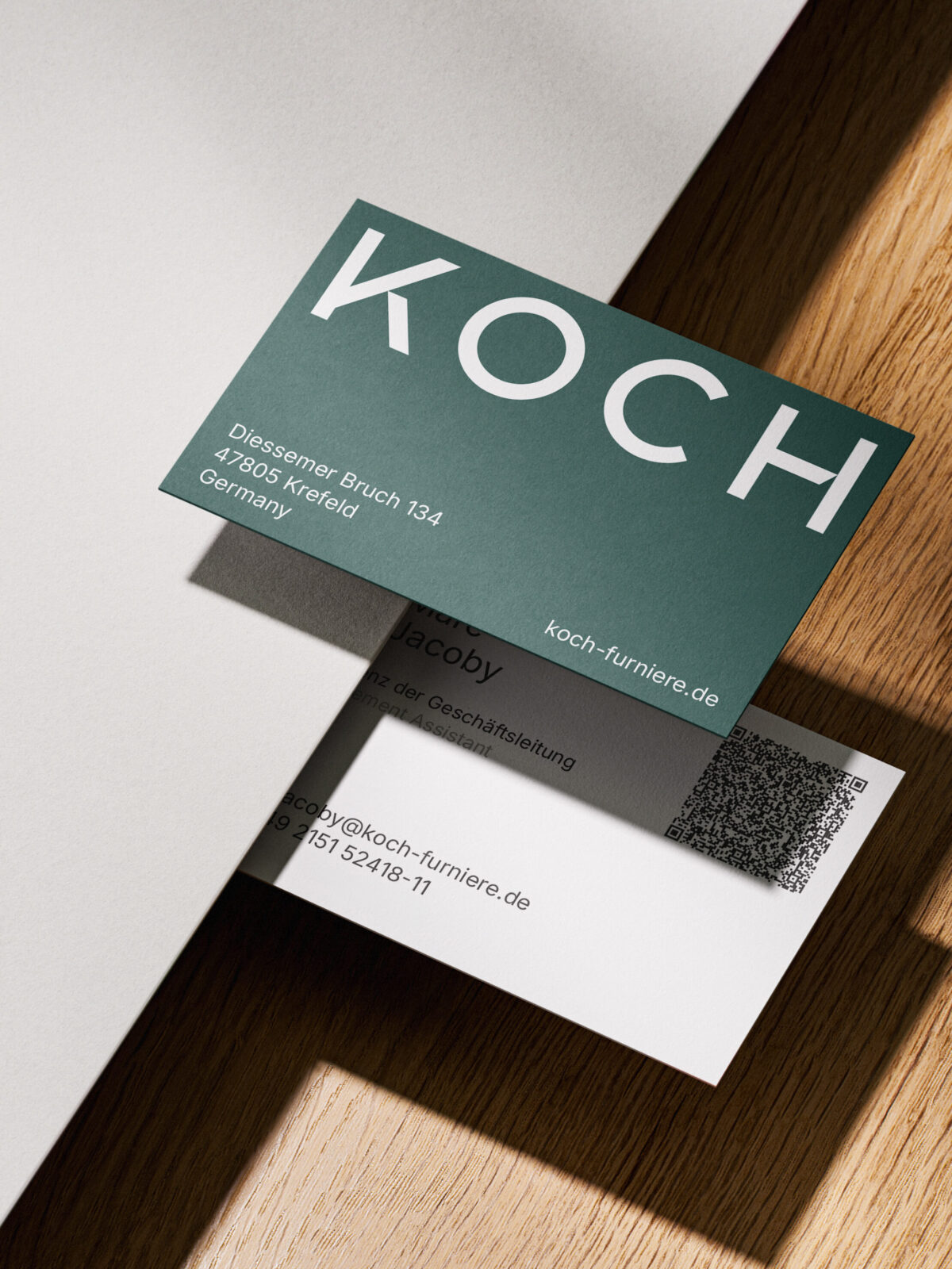 Visitenkarte der Firma Koch aus Krefeld, gestaltet von der Agentur montagmorgens