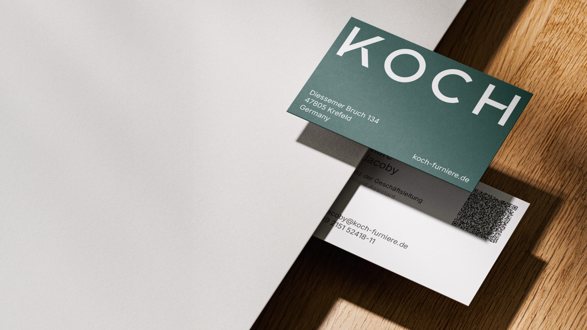 Visitenkarte der Firma Koch aus Krefeld, gestaltet von der Agentur montagmorgens