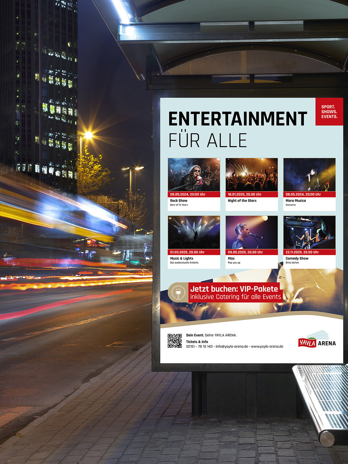 Citylight mit Veranstaltungsplakat der Yayla Arena