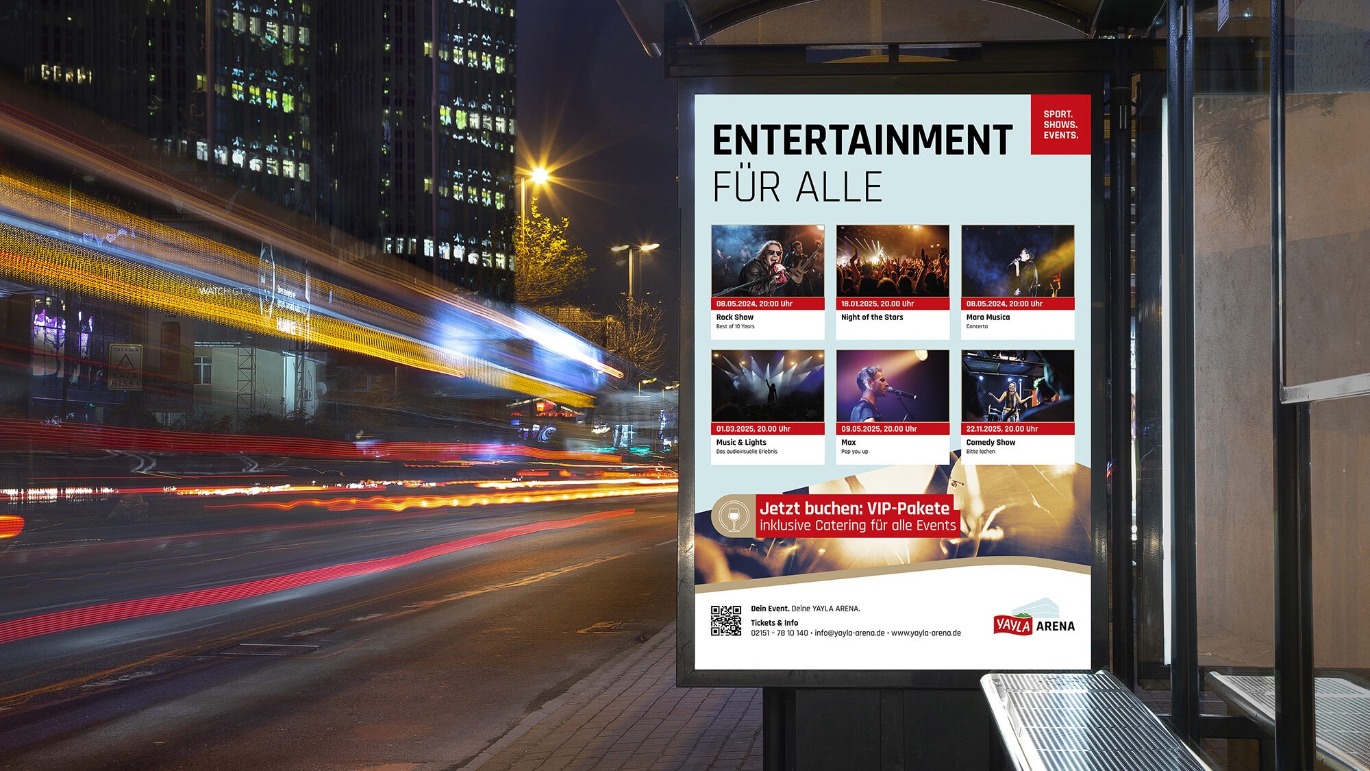 Citylight mit Veranstaltungsplakat der Yayla Arena