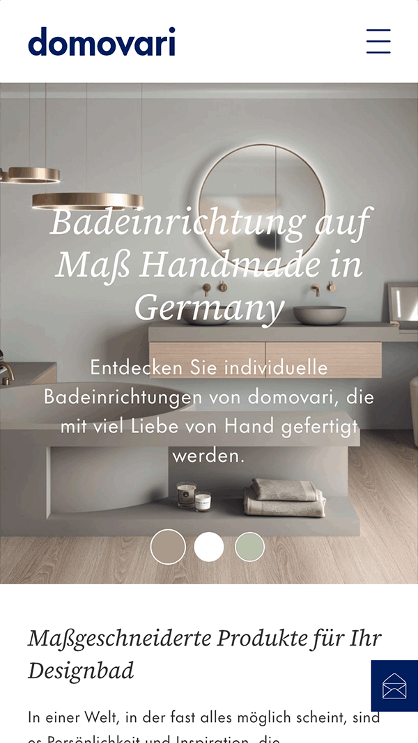Mobiler Screenshot der Website www.domovari.de